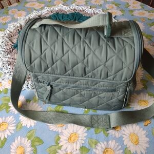 Vera Bradley Lunch Crossbody Bag in Olive Leaf Performance Twill, EUC